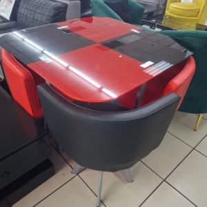 803 Dining Table 5pce red & black (Self Assembly)