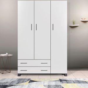 3 door Montreal white wardrobe